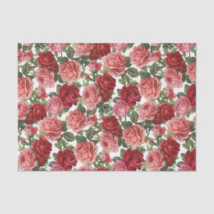 Papier de soie floral Fleurs roses rouges et roses
