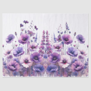 Papier de soie floral Hibiscus pourpre aquarelle