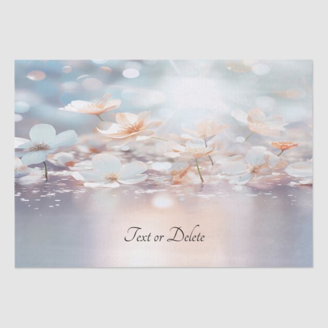 Papier de soie floral pêche blanc (Recto)