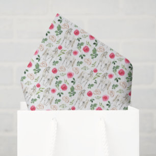 Papier de soie floral rose équestre rustique