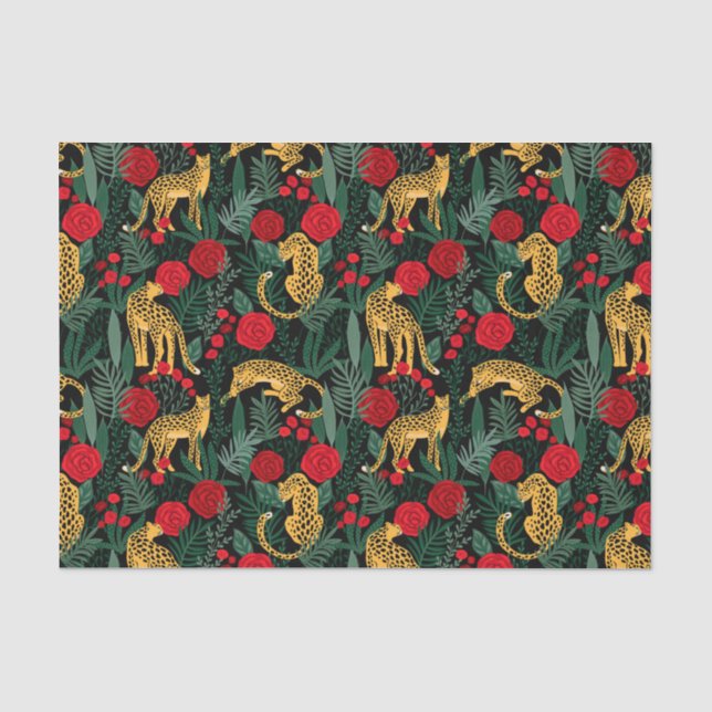 Papier de soie Léopard et Roses (Recto)