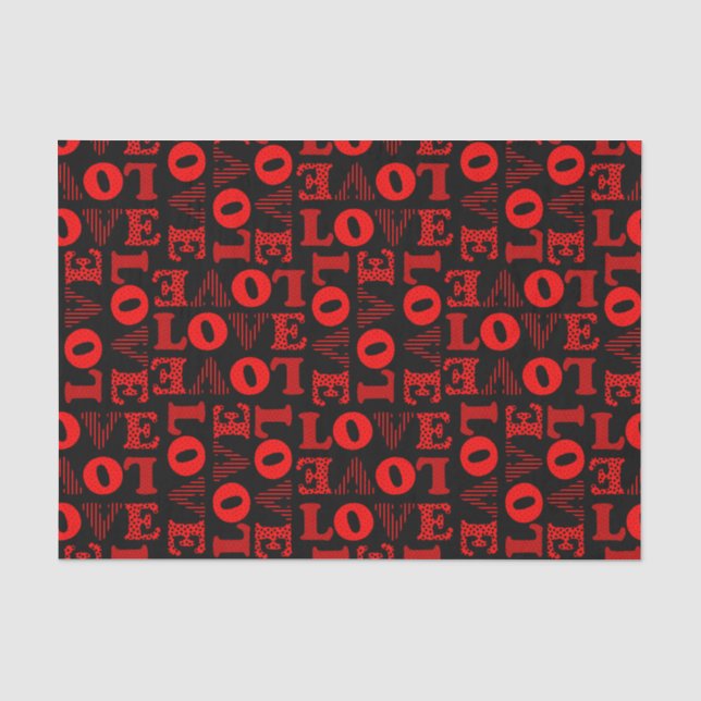 Papier de soie LOVE rouge et noir (Recto)