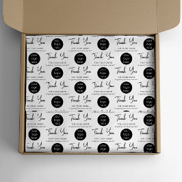 Papier de soie noir et blanc avec logo de remercie