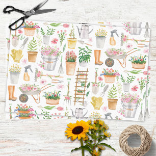 Papier de soie outils de jardinage floral aquarell