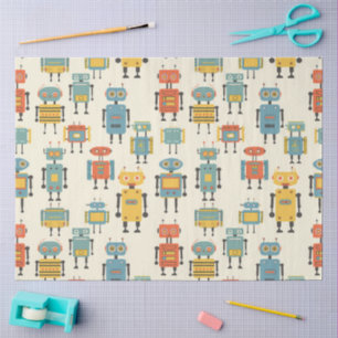 Papier de soie Robots Rétro
