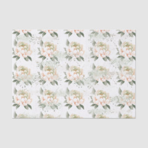 Papier de soie tacheté Pivoines rosées pêche