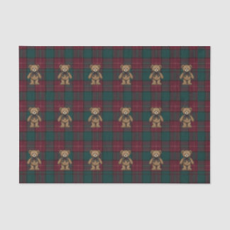 Papier de soie tartan Teddy Bourgogne et Vert
