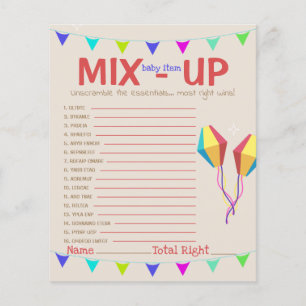 Papier Débrouiller Mix-up Baby items Party Game Card