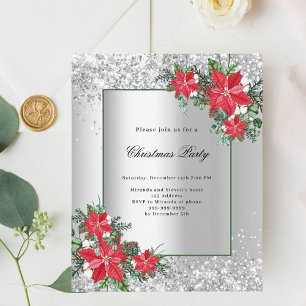 Papier Décor floral rouge argenté invitation à la fête de