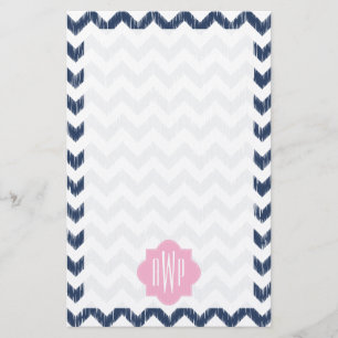 Papier décoré d'un monogramme bleu de papeterie