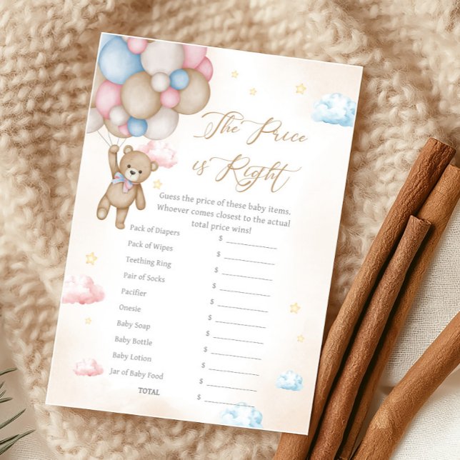 Papier Découvrez le prix juste de la révélation du sexe d (Bear Gender Reveal Game)