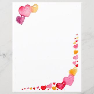 Papier d'écriture de coeur aquarelle