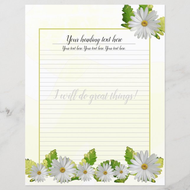 Papier d'écriture floral blanc (Devant)