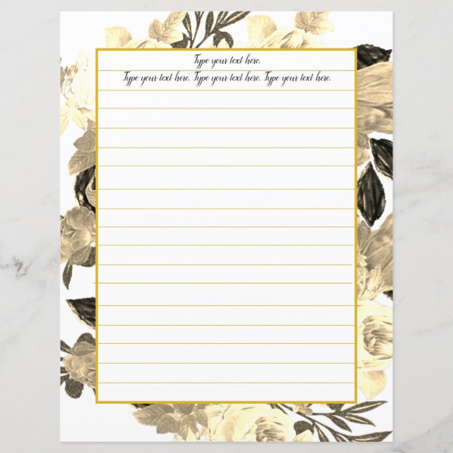 Papier d'écriture Floral Magnolia Golden (Devant)
