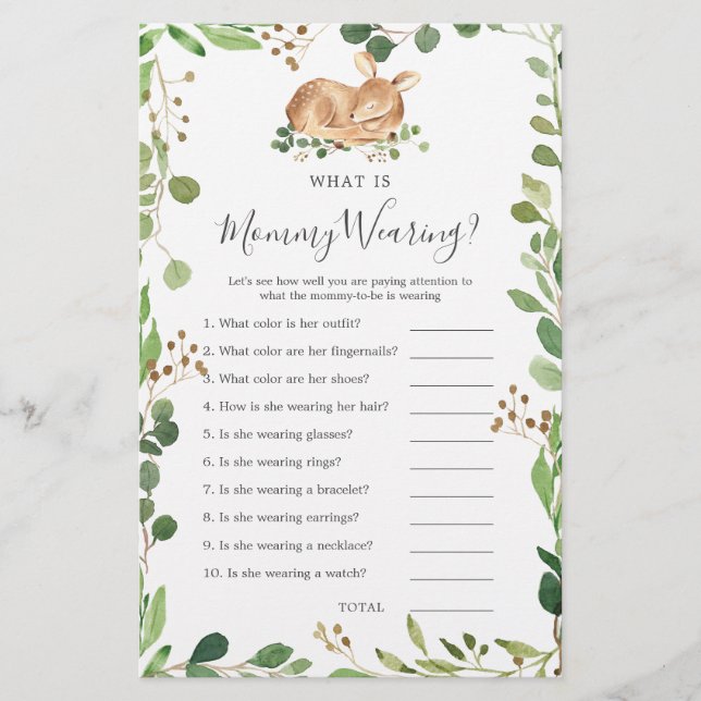 Papier Deer Baby shower Ce que maman porte (Devant)