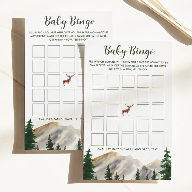 Papier Deer Mountaions Baby Bingo Baby shower (Créateur téléchargé)
