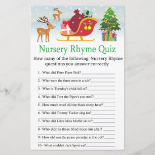 Papier Deer traîneau avec cadeaux Nursery Rhyme Quiz jeu