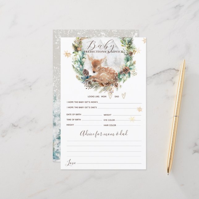 Papier Deer Winter Woodland Cold Outdoor Baby shower Game (Devant/Arrière en situation)