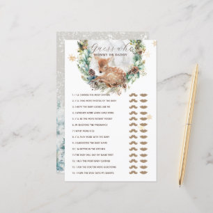 Papier Deer Winter Woodland Maman ou Papa Baby shower Jeu