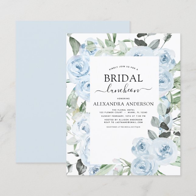 Papier Déjeuner budget Dusty Blue Fête des mariées (Devant / Derrière)