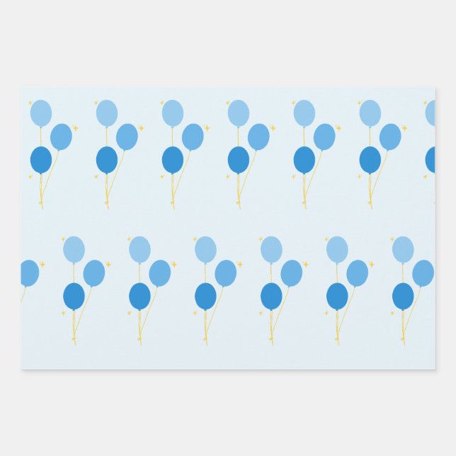 Papier d'emballage à ballon bleu (Devant 3)