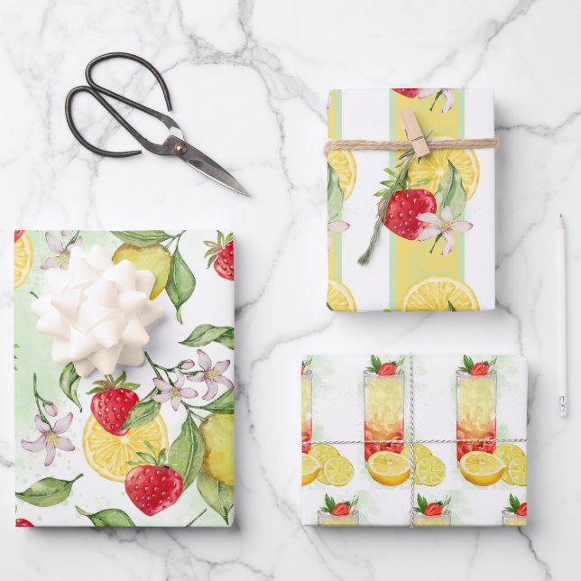 Papier d'emballage à la fraise et au citron (Recto)