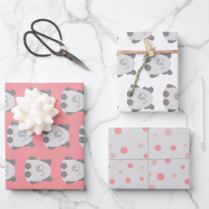 Papier d'emballage à l'éléphant de style kawaii