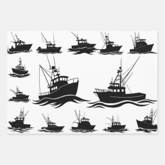 Papier d'emballage à motif de silhouette de bateau