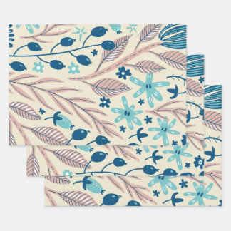 Papier d'emballage à motif floral botanique fantai