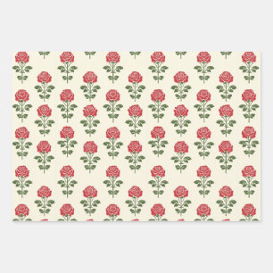 Papier d'emballage à motif pochoir Rose rouge