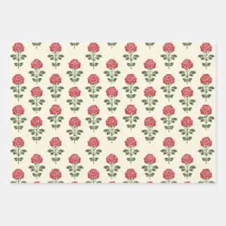 Papier d'emballage à motif pochoir Rose rouge