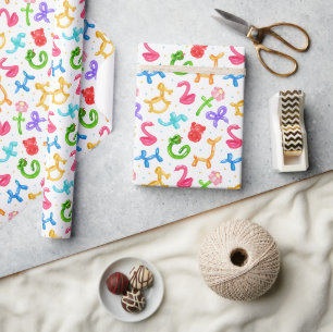 Papier d'emballage Animaux Ballons, Papier cadeau