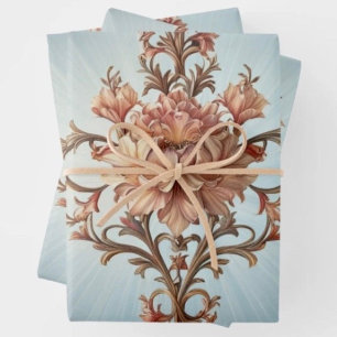 Papier d'emballage Baroque Rose Feuille plate par 