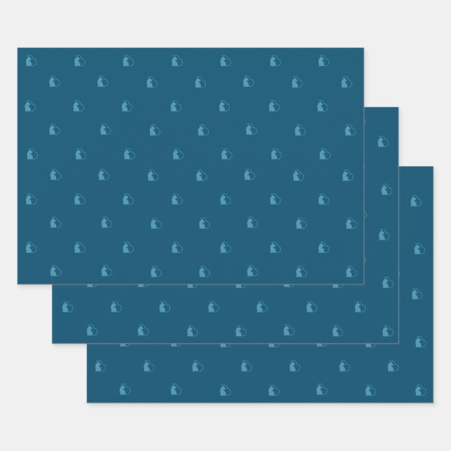 papier d'emballage bleu lovecats jeu de 3 (Lot)