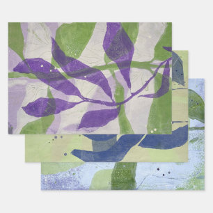 Papier d'emballage botanique feuille plate ensembl