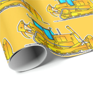 Papier d'emballage Bulldozer Jaune, Cadeau de Cons