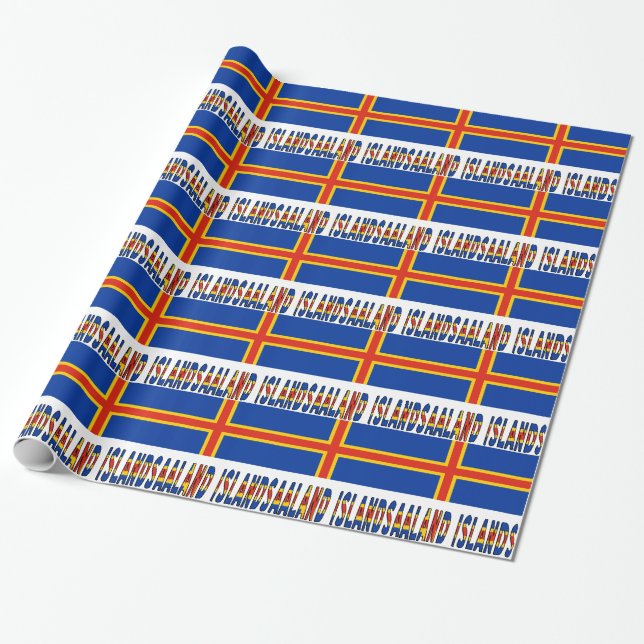 Papier d'emballage cadeau avec le drapeau des îles (Déroulé)