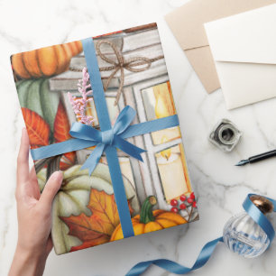 Papier d'emballage cadeau d'automne
