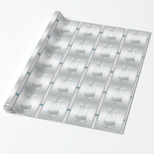 Papier d'emballage cadeau de baptême garçon