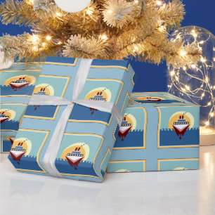 Papier d'emballage cadeau de bateau de croisière