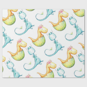 Papier d'emballage cadeau de dragons de bébé