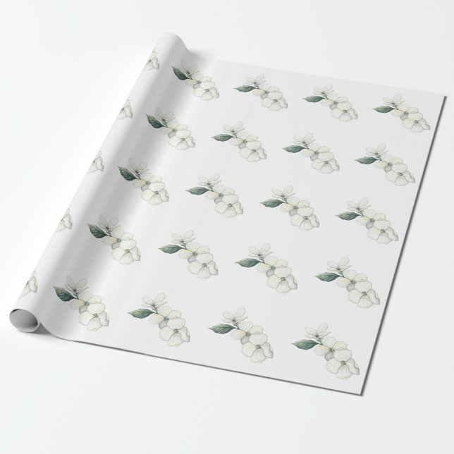 Papier d'emballage cadeau de fleurs de cornouiller (Déroulé)