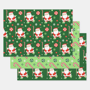 Papier d'emballage cadeau de Noël de hockey sur ga