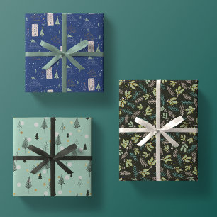 papier d'emballage cadeau de noël moderne tendance