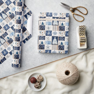 Papier d'emballage cadeau de Noël Patchwork d'hive