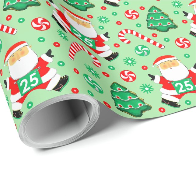 Papier d'emballage cadeau de Noël pour coureur cou (Coin rond)