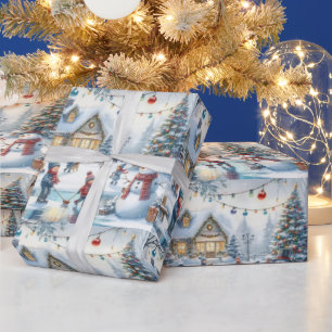 Papier d'emballage cadeau de Noël rétro pour enfan