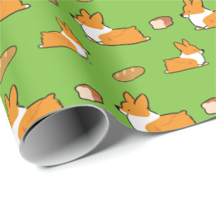 Papier d'emballage cadeau de pain de corgi