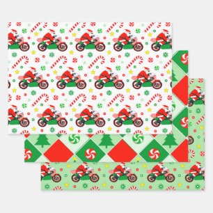 Papier d'emballage cadeau de vacances pour moto