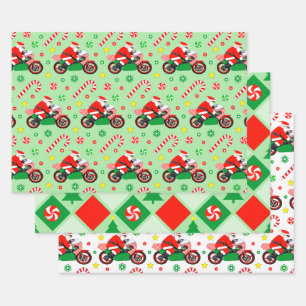 Papier d'emballage cadeau de vacances pour moto
